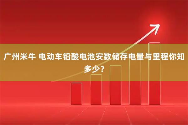 广州米牛 电动车铅酸电池安数储存电量与里程你知多少？